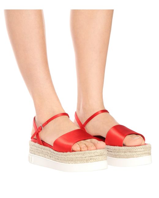 miu miu satin platform sandals