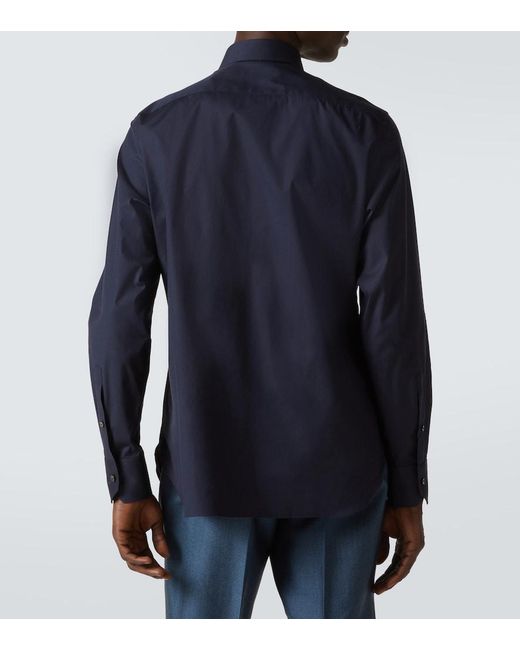 Zegna Blue Cotton-Blend Shirt for men