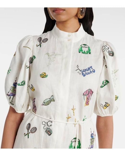 ALÉMAIS White Play Embroidered Shirt Dress