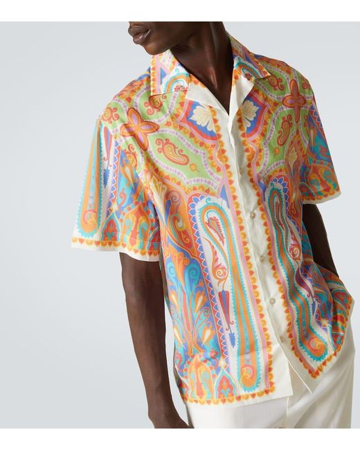 Camisa Bowling De Algodon Estampada Etro de hombre de color Multicolor