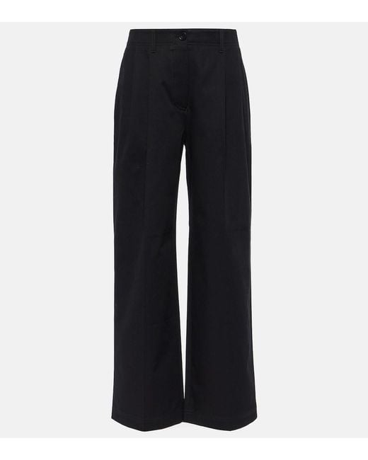 Totême Blue Cotton Twill Wide-Leg Pants