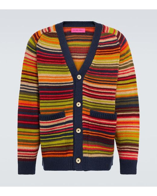 The Elder Statesman Orange Vista Striped Cashmere Cardigan for men