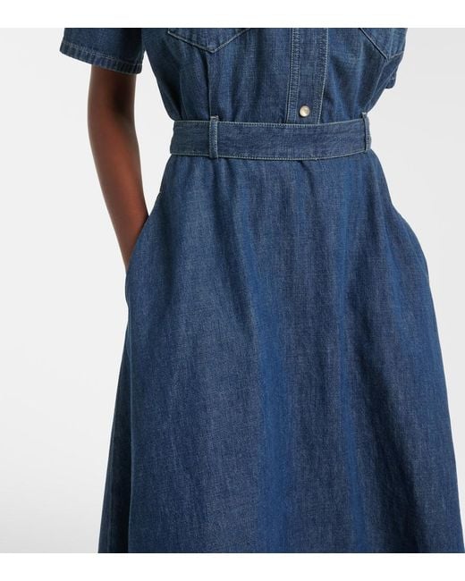 Valentino Blue Belted Denim Polo Dress