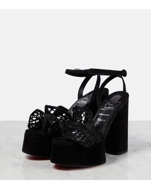 Christian Louboutin Black Deia Frou Alta Macrame Sandals