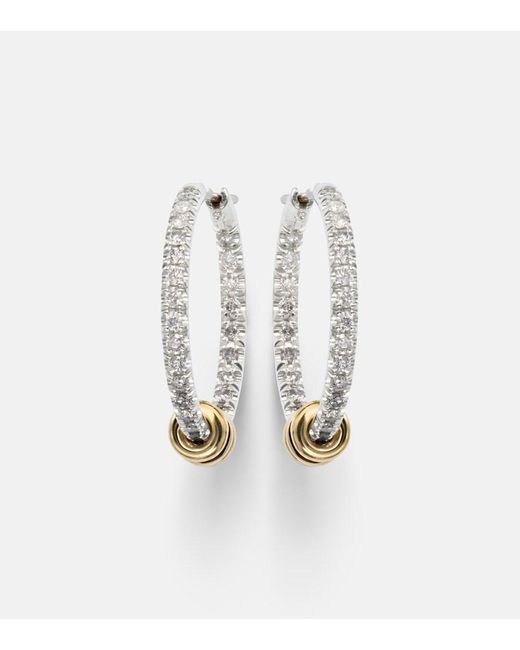 Spinelli Kilcollin White Argo Demi Sterling And 18Kt Hoop Earrings With Diamonds