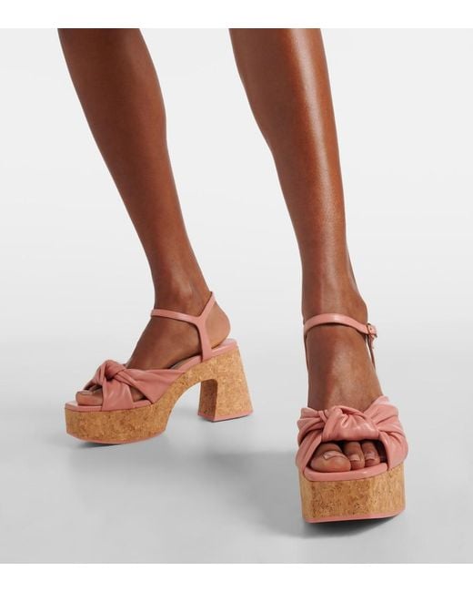 Jimmy Choo Pink Heloise 95 Leather Platform Sandals