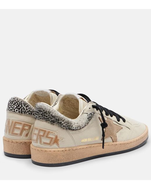Golden Goose Deluxe Brand Black Ball Star Leopard-Print Leather Sneakers