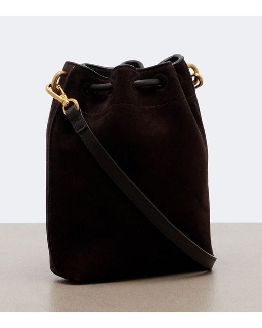 Jimmy Choo Black Bon Bon Small Suede Bucket Bag