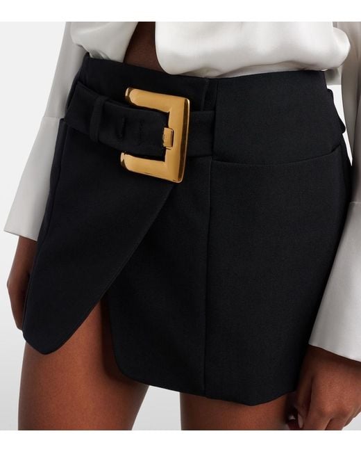 Balmain Black Virgin Wool Grain De Poudre Miniskirt
