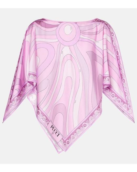Emilio Pucci Pink Printed Silk Twill Top