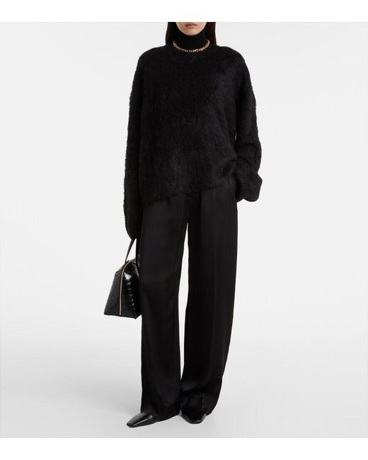 Totême  Black Satin Wide-Leg Pants