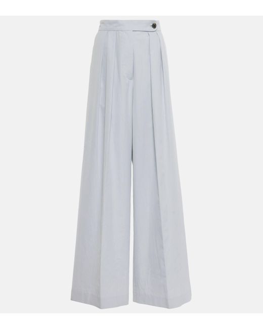 Dries Van Noten White Pleated Cotton Gabardine Wide-leg Pants