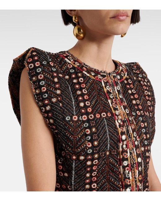 Isabel Marant Black Cerza Embroidered Embellished Cotton Cardigan