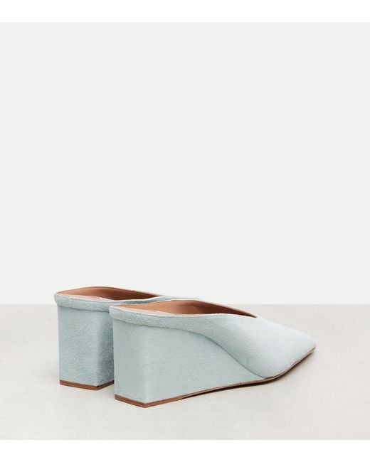 Alaïa White Cube 75 Suede Wedge Mules