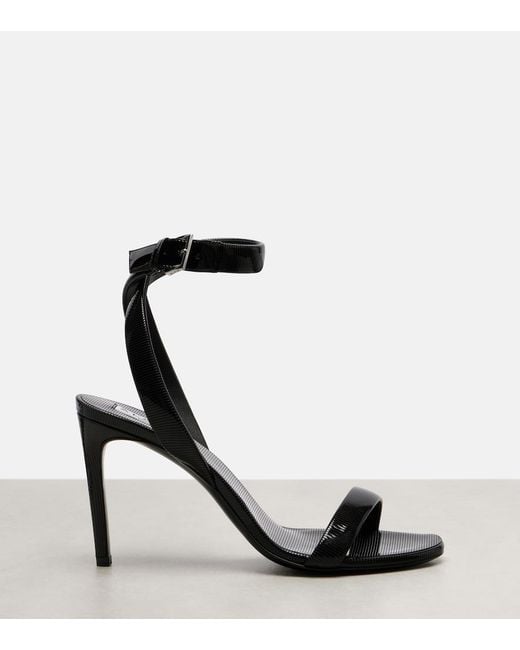 Alaïa Black Chain Trompe L'Oil Patent Leather Sandals