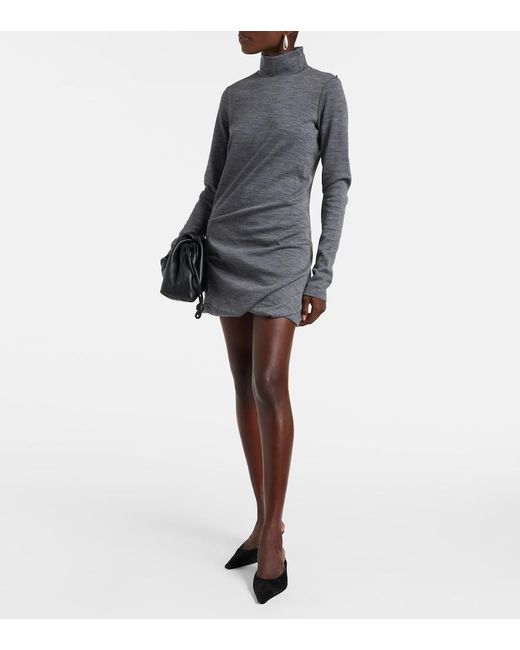 Sportmax Gray Luigia Wool And Cotton-Blend Minidress