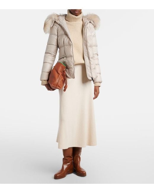Moncler Natural Boed Shearling-Trimmed Down Jacket