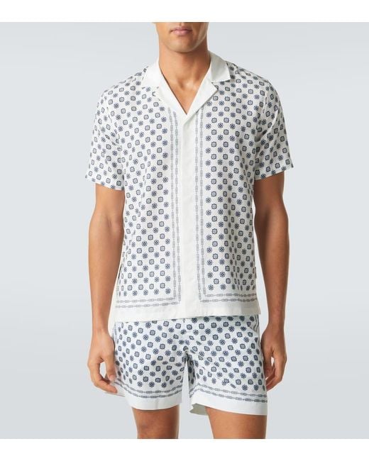 Orlebar Brown White Maitan Printed Bowling Shirt for men