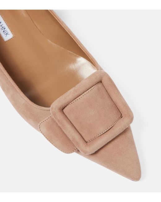 Ballerine Maysalepumpflat di Manolo Blahnik in Brown