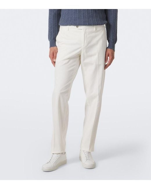 Fedeli White Cotton-Blend Chinos for men