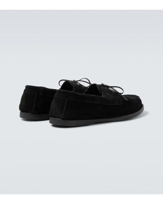 Saman Amel Black City Moc Suede Boat Shoes for men