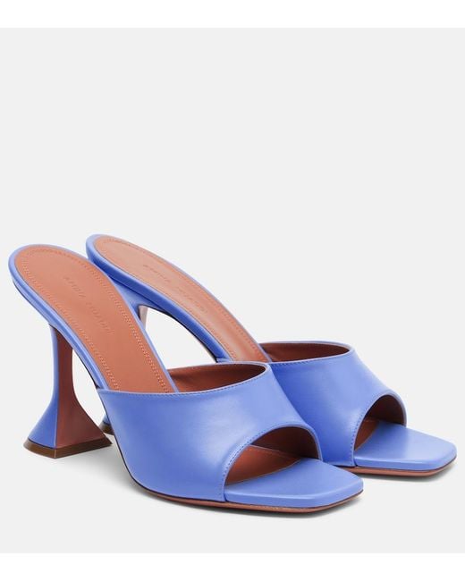 AMINA MUADDI Blue Lupita 95 Leather Mules