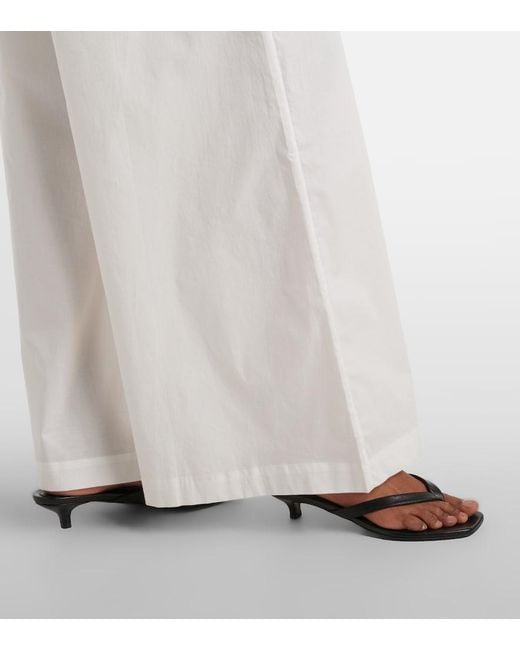 Adriana Degreas White Cotton-Blend Wide-Leg Pants