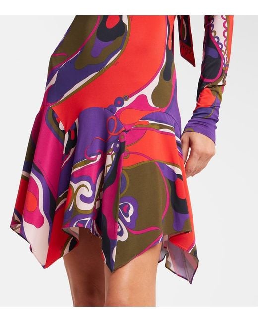 Emilio Pucci Red Minikleid Orchidee Aus Jersey