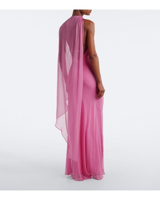 The Sei Pink Caped Silk Gown