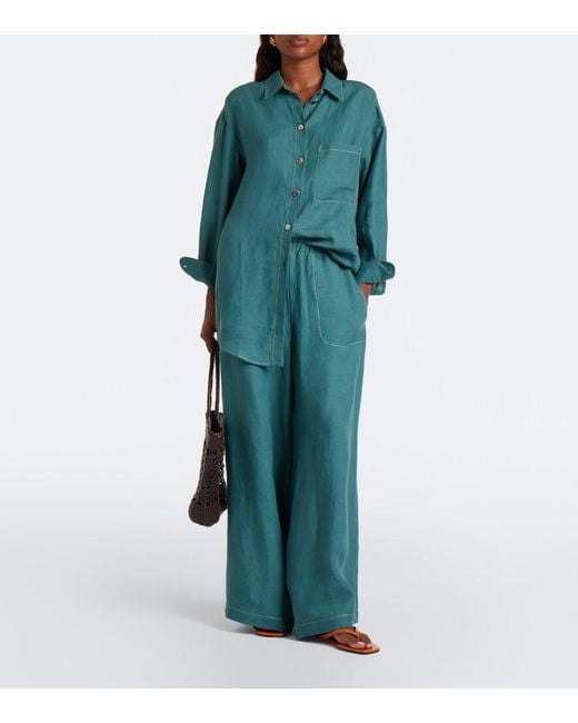 Eres Green Flashing Linen Shirt