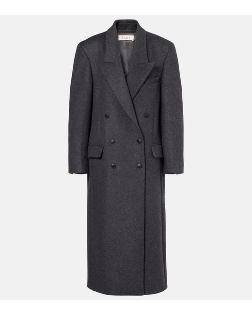 Rohe Black Double-Breasted Wool-Blend Coat