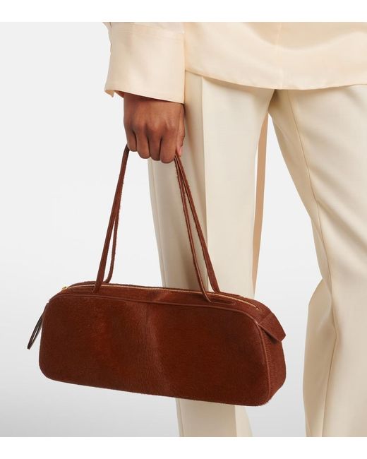 Khaite Brown Simona Calf Hair Shoulder Bag