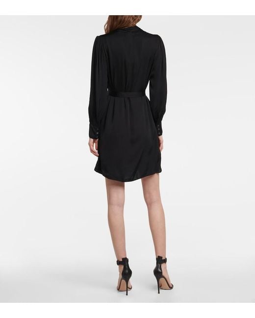 Velvet Black Evelyn Satin Shirt Mini Dress