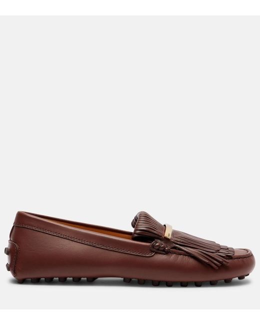 Tod's Brown Gommino Fringed Leather Driving Shoes