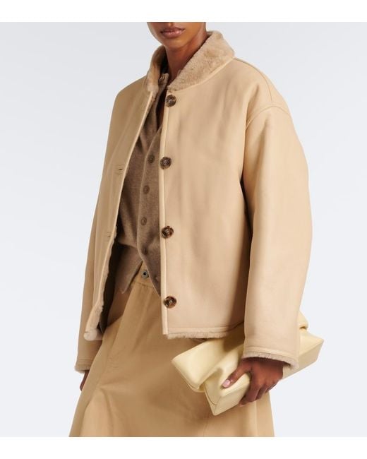 Yves Salomon Natural Reversible Shearling-Trimmed Leather Jacket