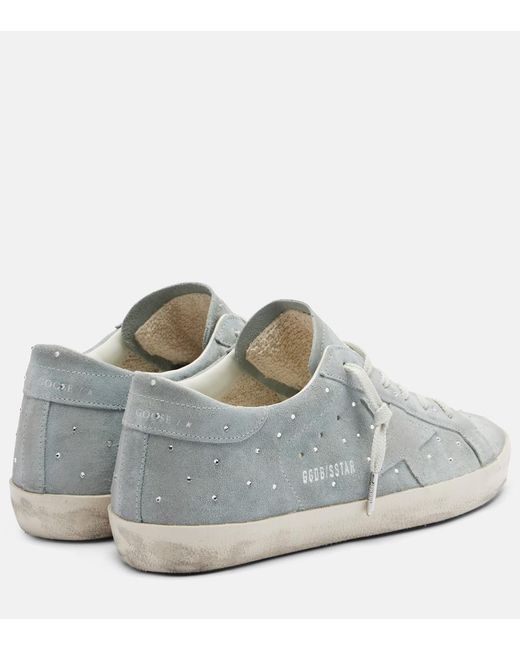 Golden Goose Deluxe Brand White Super-Star Embellished Suede Sneakers