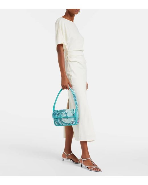 Staud Blue Tommy Beaded Shoulder Bag
