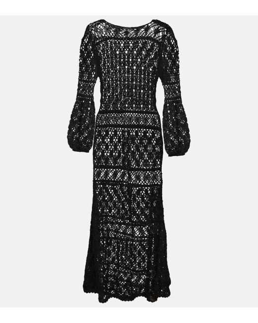 Robe longue Bianca en crochet Anna Kosturova en coloris Black