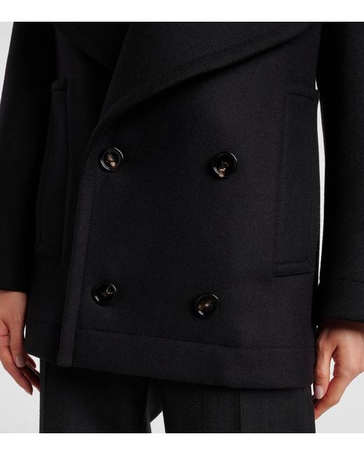 Bottega Veneta Black Double-Breasted Wool Coat