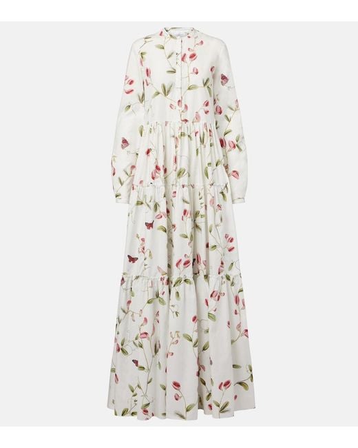 Giambattista Valli White Floral Cotton Maxi Dress
