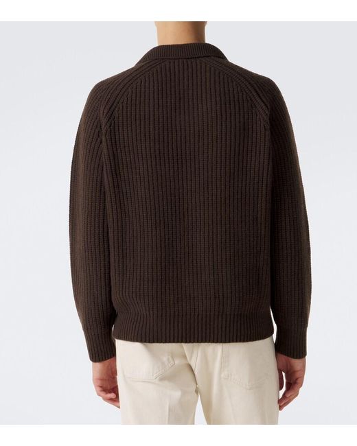 Eleventy Brown Wool And Cashmere Polo Sweater for men