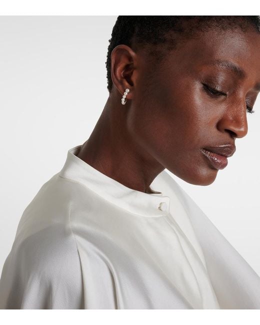 Sophie Bille Brahe White Petit Boucle De Perle 14Kt Hoop Earring With Freshwater Pearls
