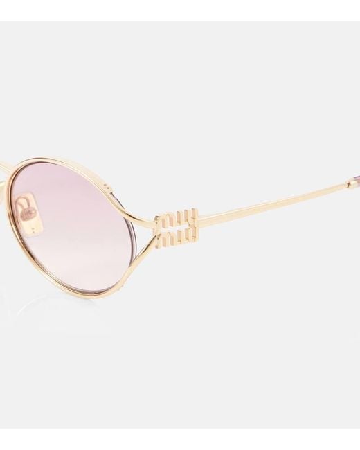 Miu Miu Pink Ovale Sonnenbrille Mu 52Ys