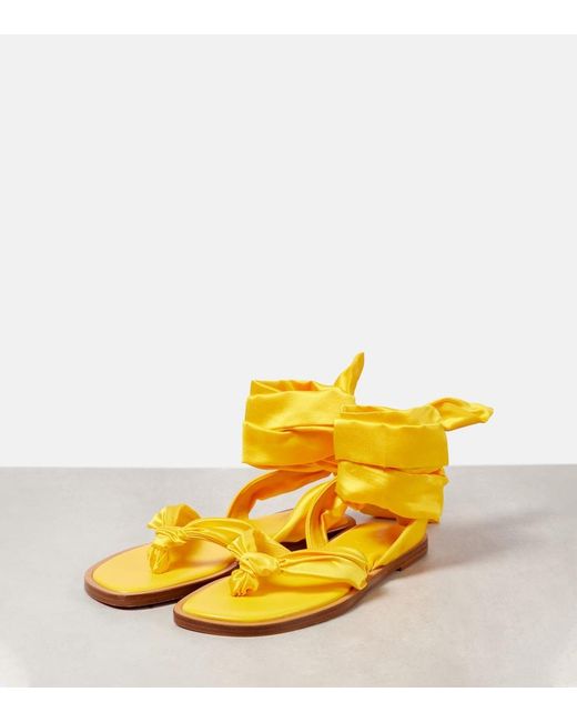 Christian Louboutin Yellow Nilo Du Desert Crepe Satin Thong Sandals