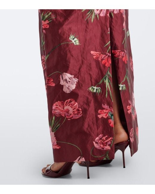 Erdem Red Floral Satin Gown