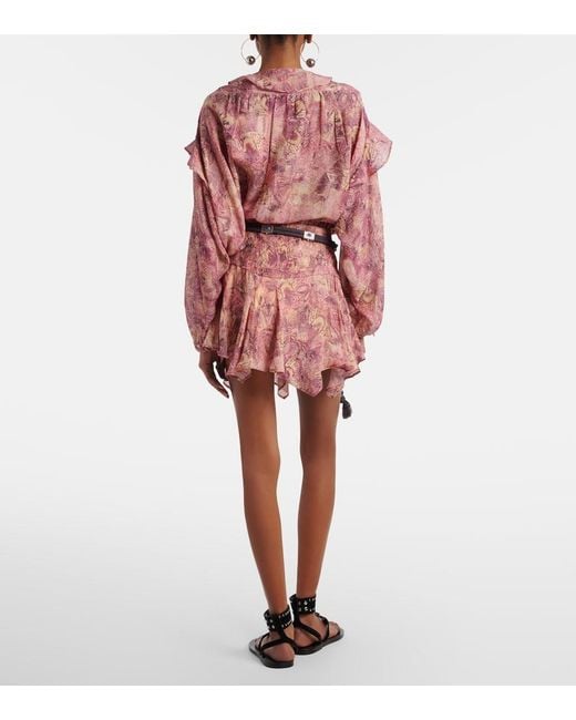 Isabel Marant Red Ceiva Silk Miniskirt