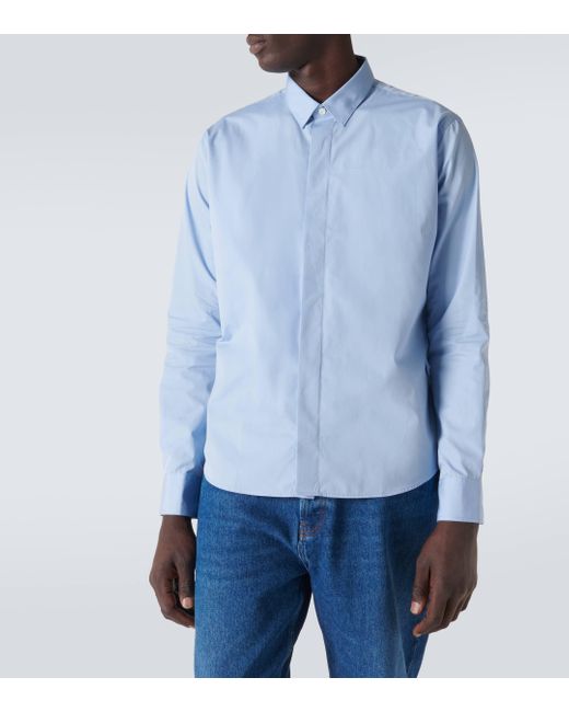 AMI Blue Cotton Poplin Shirt for men
