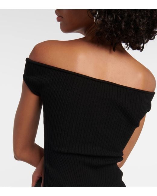 Courreges Black Ribbed-knit Bustier Mini Dress