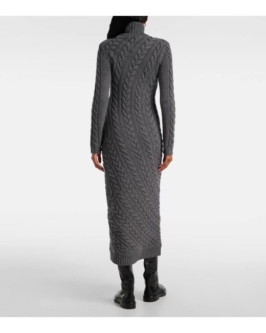 Max Mara Gray Arte Wool And Cashmere Maxi Dress