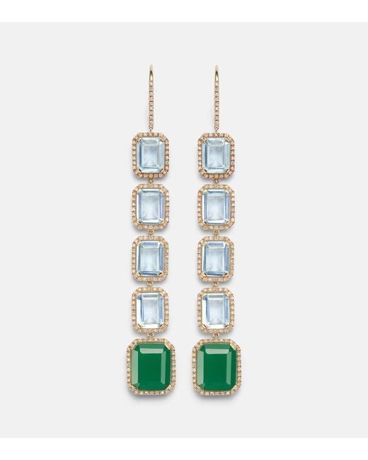 SHAY White Five Tier Portrait 18Kt Drop Earrings With Gemstones